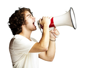 man with megaphone