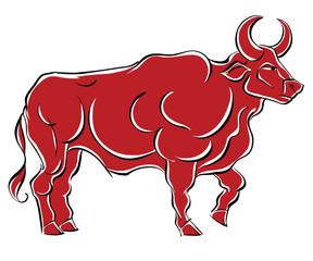 Angry bull vector isolated on white background.