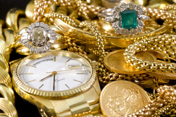 Jewelry, gold, necklaces, rings, bracelets, watch, wealth