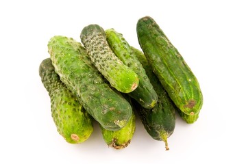 bunch of cucumbers isolated on a white background