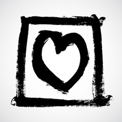 Quirky ink drawing of a heart in a box