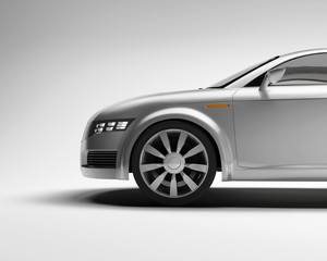 3d Concept side sport silver car