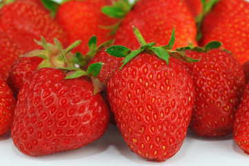 Red ripe fresh juicy strawberry close up