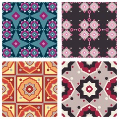 vector set of colorful patterns with geometrical elements