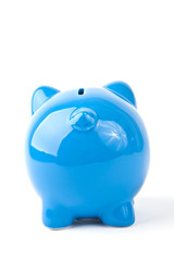 Blue piggy bank.
