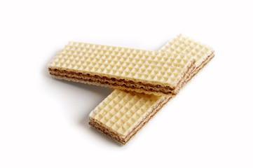 Two wafers close up it is isolated on a white background