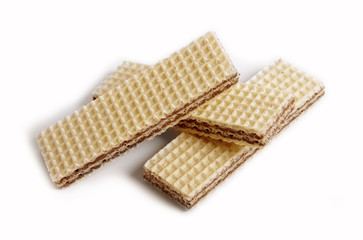 Three wafers close up it is isolated on a white background