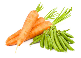 carrots and peas pod