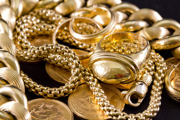 Jewelry, gold, necklaces, rings, bracelets, watch, wealth