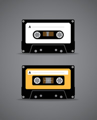 Vintage analogue music recordable cassette. Illustration