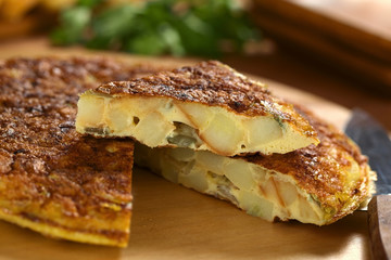 Homemade Spanish tortilla (omelette with potatoe, onion)