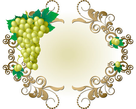 Cornice con grappolo d'uva bianca