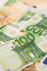 Obraz na płótnie Canvas Background from euro banknotes