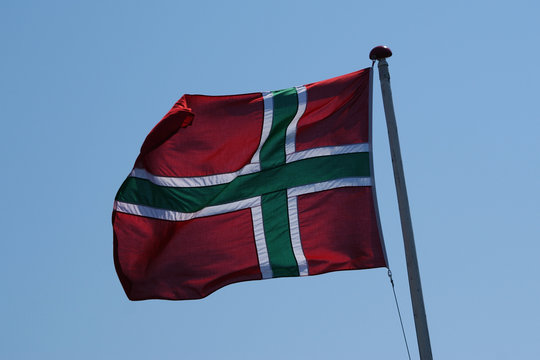 The flag of Bornholm (small island the baltic sea)