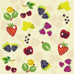 vintage vector background with decorative berries - set