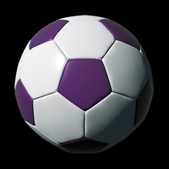 Fototapeta premium Purple leather soccer ball isolated on black