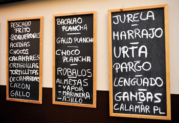 Tapas, menú, pescado y mariscos © joserpizarro