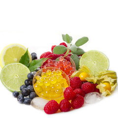 früchte und boba perlen auf eis