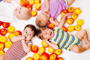 Fototapeta na wymiar Four apple babies