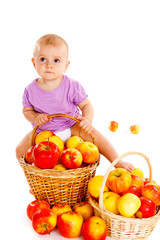 Fototapeta premium Baby on apple heap