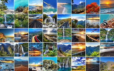 Paysages vari&eacute;s de l'&iuml;le de La R&eacute;union.