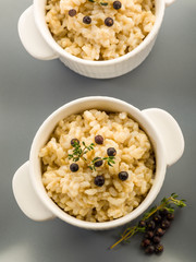 risotto with juniper and thyme, vegetarian healthy food