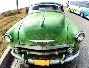 Deurstickers Cubaanse oldtimers Klassieke oude auto