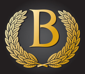 letter B and gold laurel wreath
