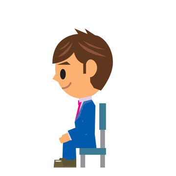 ビジネスマン イラスト 座る 姿勢 着席 横 Stock Vector Adobe Stock