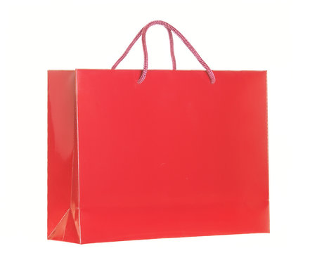 red shopping bag isolated over white background