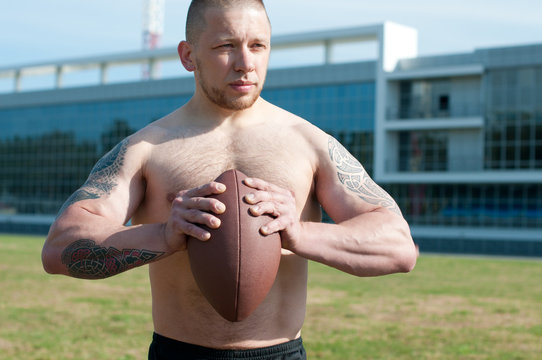Portrait of a caucasian american football player