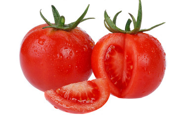 Fresh tomatoes isolated on white