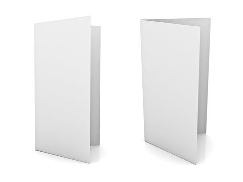 Blank brochure or flyer on white background with reflection