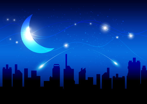 moon and night of city