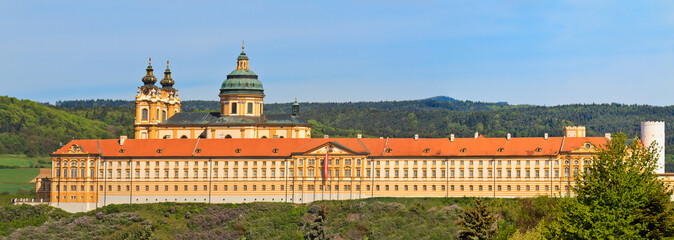 Naklejka premium Melk Panorama - Famous Baroque Abbey (Stift Melk), Austria