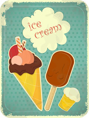 Affiche rétro de crème glacée