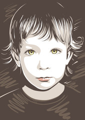 Vector portrait of the cute little girl