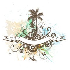 Ribbon on floral background