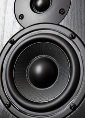 Loudspeaker, black and white close-up photo