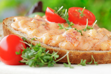 Brot mit Tomaten- Mozzarella- Creme