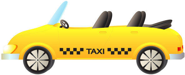 cute cartoon isolated taxi car cabriolet on white background