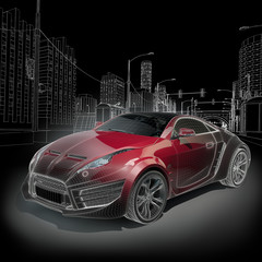 Obraz premium Projekt samochodu sportowego. Oryginalny design samochodu.