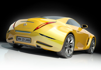 Obraz na płótnie Canvas Yellow sports car. Non-branded car design.
