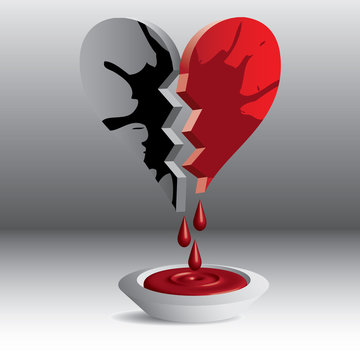 3D broken heart illustration