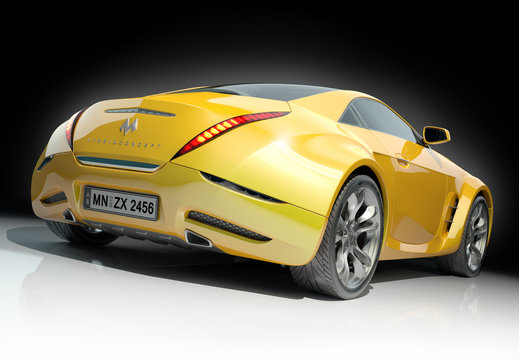 Yellow sports car. Non-branded car design.
