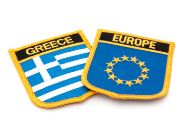 greece and europe flag badges