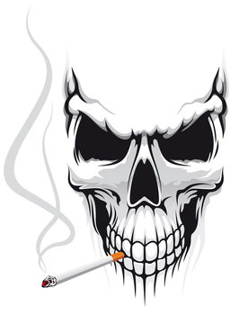 Skull with cigarette