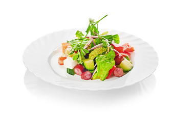 Salad from different kinds of sausages,