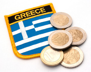 greece badge and euros