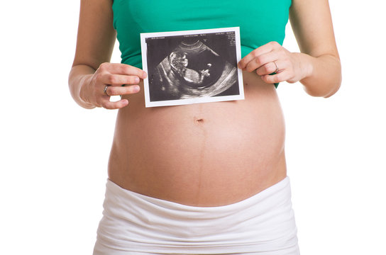 Babybauch mit Ultraschallbild
